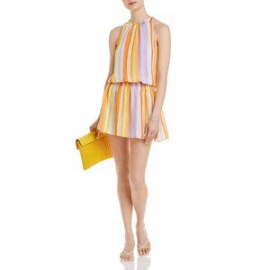 Ramy Brook Multicolor Striped Halter Mini Dress in Yellow, Lavender, White